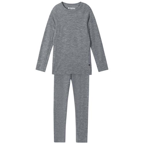 Reima 2-delt Kinsei Baselayersæt Gråmeleret 90 cm Wool Grå  90 cm  Unisex