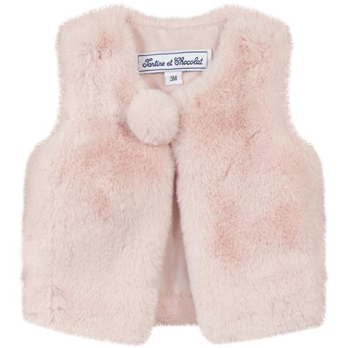 Tartine et Chocolat Kunstpelsvest Rose Pale 3 Months  Lyserød  3 måneder  kvinde