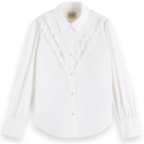 Scotch & Soda Flæset Skjorte Hvid 8 Y  Hvid  8 år  kvinde