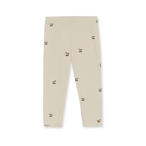 Konges Sløjd GOTS Leggings Med Kirsebærprint Cremefarvede 6 Months  Rød  6 måneder  Unisex
