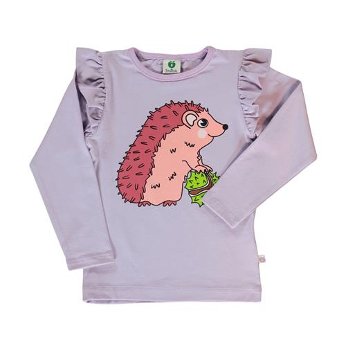 Småfolk Long-sleeved top with hedgehog  Orchid Petal 3-4 Y  Lilla  3-4 år  kvinde