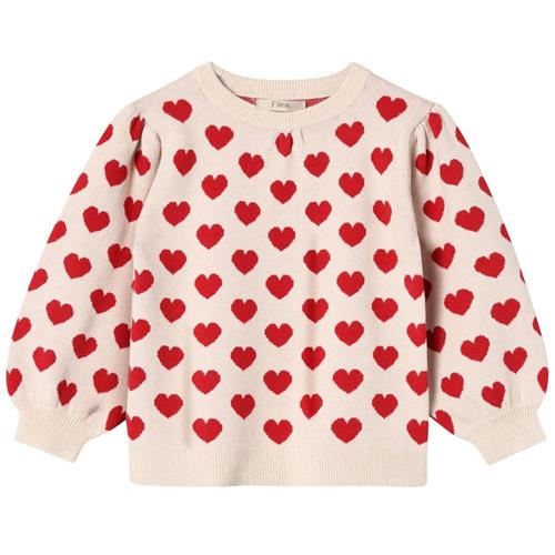 Fliink Alon Heart Pullover POMPEIAN RED/ SANDSHELL 7 Y  Rød  7 år  Unisex