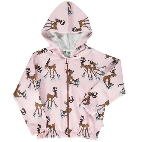 Småfolk Hoodie with reindeer Icy Pink Rensdyr Hoodie Icy Pink 2-3 Y  Lyserød  2-3 år  kvinde