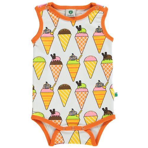Småfolk Mønstret Babybody Med Iser Cremefarvet 62 cm  Creme  62 cm  Unisex