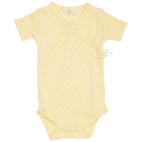 Copenhagen Colors GOTS Heart Pointelle Kortærmet Baby Body Pale Yellow 68 cm  Gul  68 cm  kvinde