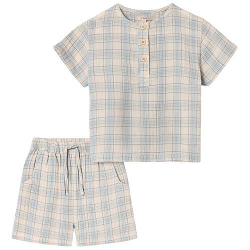 Fliink Cha Cha Sæt Med Shorts Og Top Sandshell Check 3 Y  Creme  3 år  Unisex