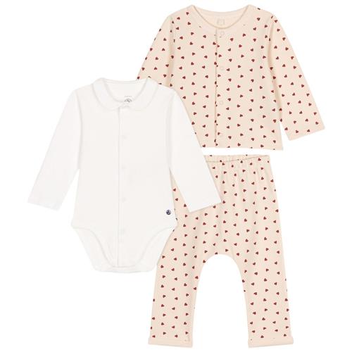 Petit Bateau Hjertemønstret Gavesæt Lyserød 1 months  Creme  1 måneder  Unisex