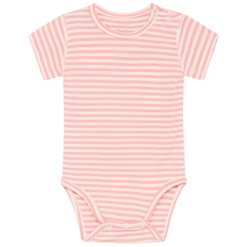 Hust&Claire Bue Stribet Babybody Shrimp 74 cm  Lyserød  74 cm  Unisex