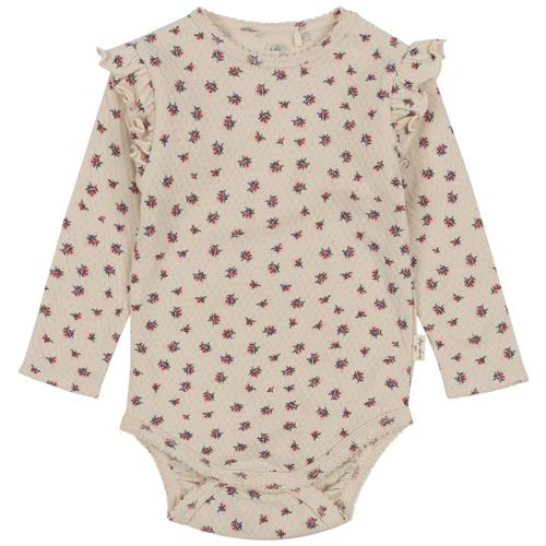 Konges Sløjd GOTS Sui Blomstret Babybody Peonia Rose 9 Months  Beige  9 måneder  kvinde