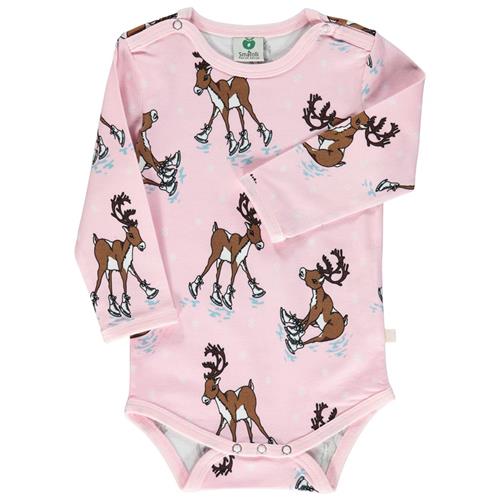 Småfolk Reindeer Baby Body Icy Pink 56 cm  Lyserød  56 cm  kvinde