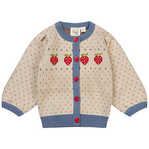 Flöss Betty Cardigan Warm Cotton/Slate Blue 92 cm  Creme  92 cm  Unisex