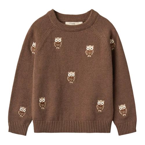 Fliink Uglebroderi Sweater Carafe Brown 2 Y  Brun  2 år  Unisex