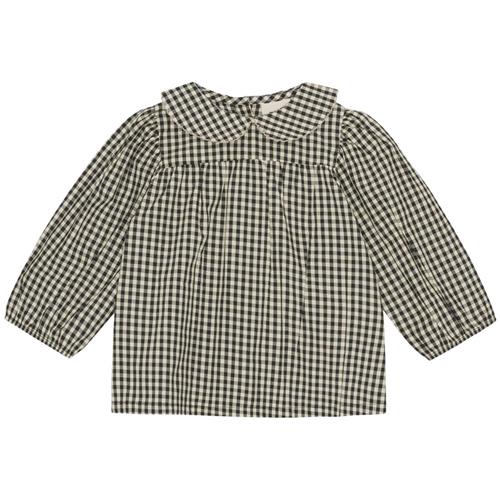 Flöss Esme Gingham Bluse Cremefarvet 116 cm  Sort  116 cm  kvinde