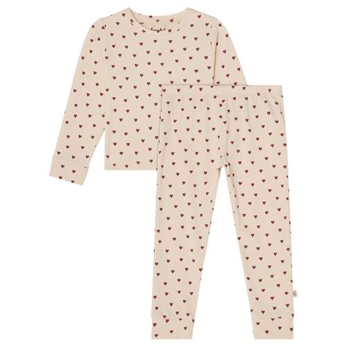 Buddy & Hope GOTS Konrad Pyjamas-sæt Merry Hearts 74/80 cm  Hvid Hjerter 74/80 cm  Unisex