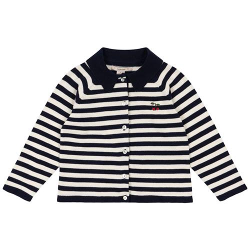 Konges Sløjd Venton Knit Cardigan Navy Stripe 9 months  Blå  9 måneder  Unisex
