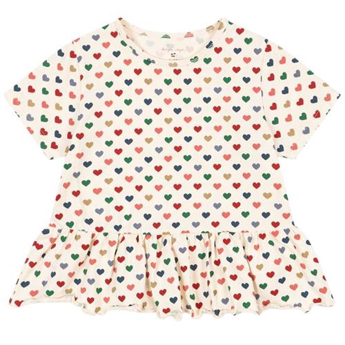 Konges Sløjd GOTS Basic T-shirt Med Frynser Coeur Coloré 2 Y  Creme  2 år  kvinde