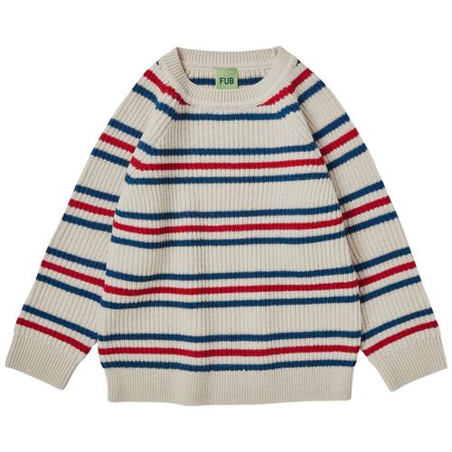 FUB Raglan Sweater Ecru/Pond Blue/Red 110 cm  Creme  110 cm  Unisex