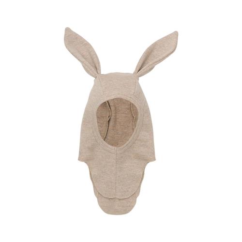 Huttelihut Balaclava Ears Wool Rib Camel Melange 74/80 cm  Brun  74/80 cm  Unisex