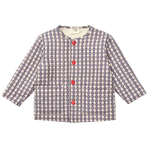 Flöss Selma Gingham Jakke Indigo Heart 128 cm  Blå  128 cm  Unisex
