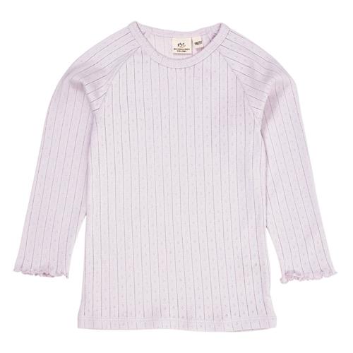 Copenhagen Colors Langærmet T-shirt i Lavender med Pointelle strik 128 cm  Lilla  128 cm  kvinde