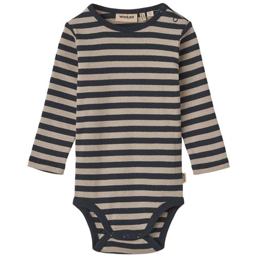 Wheat GOTS Freddie Stribet Babybody Navyblå 56 cm  Marineblå  56 cm  mand