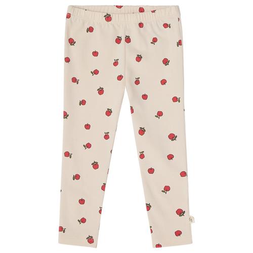 Buddy & Hope Kalle GOTS Mønstrete Leggings Med Æbler Cremefarvet 62/68 cm  Hvid  62/68 cm  Unisex
