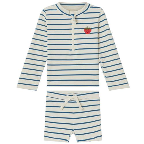 Kuling Madagaskar Stribet UV-sæt Blå 122/128 cm  Hvid  122/128 cm  Unisex