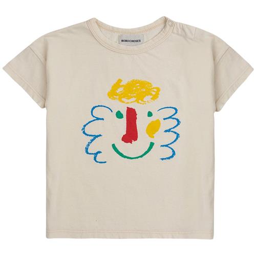 Bobo Choses Happy Mask Mønstret Baby T-shirt Naturhvid 12 Months  Creme  12 måneder  Unisex