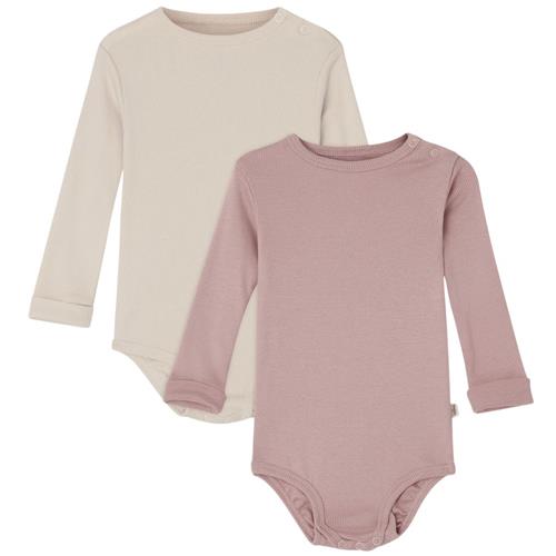 Buddy & Hope 2-pak Petter Babybodyer Off White/Pink Mauve 62/68 cm  Lyserød  62/68 cm  Unisex