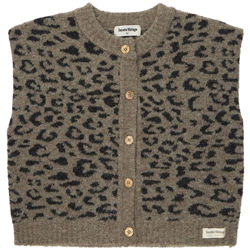 Tocoto Vintage Animal Print Knit Vest Brown 10 Y  Brun  10 år  Unisex