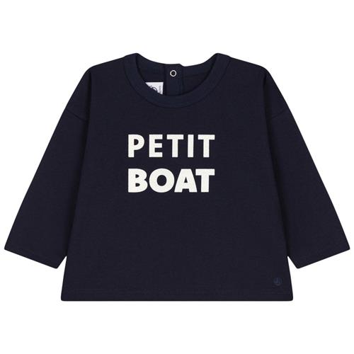 Petit Bateau Langærmet T-shirt Med Tryk Navyblå 12 Months  Marineblå  12 måneder  mand