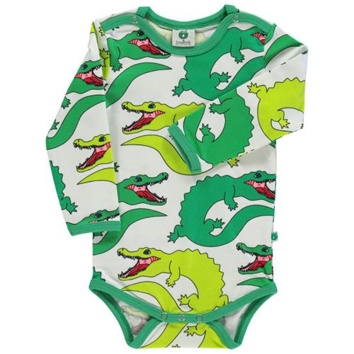 Småfolk Mønstret Babybody Med Krokodiller Cremefarvet 74 cm  Creme  74 cm  Unisex