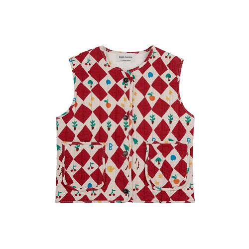 Bobo Choses Harlequin Mønstret Quiltet Vest Rød 6-7 Y  Rød  6-7 år  Unisex