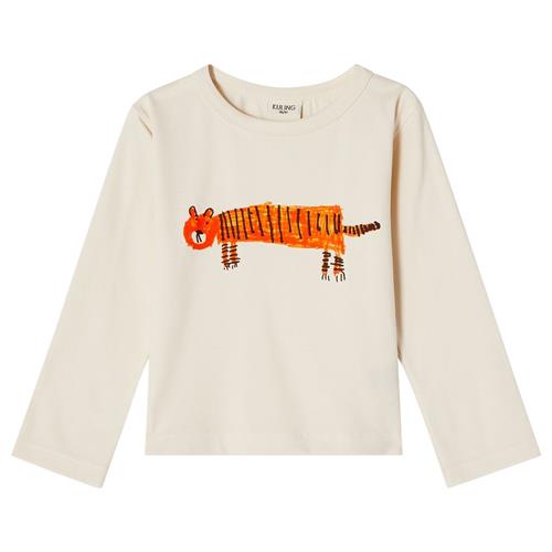 Kuling GOTS Athens Langærmet T-shirt Med Tiger Print Cremefarvet 74/80 cm  Hvid  74/80 cm  Unisex