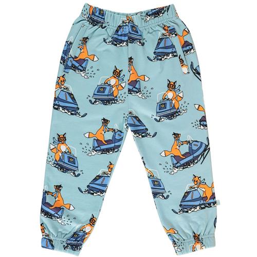 Småfolk Sweatpants i Stratosphere med snescooter mønster 4-5 Y  Blå  4-5 år  mand