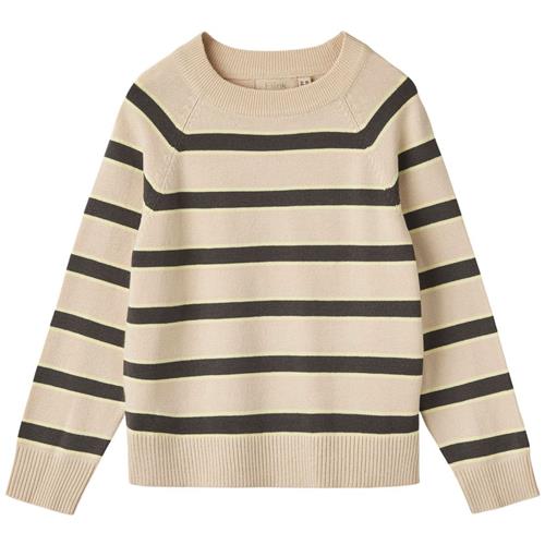 Fliink Favo Stribet Strikket Trøje Sandshell/Magnet 4 Y  Beige  4 år  Unisex