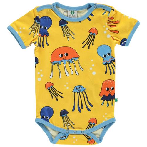 Småfolk Mønstret Babybody Med Vandmænd Gul 92 cm  Gul  92 cm  Unisex