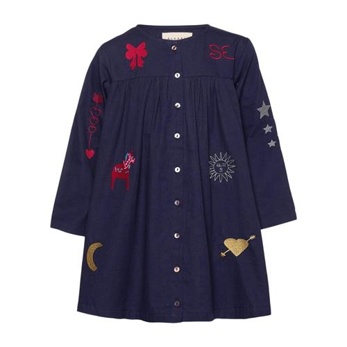 Sissel Edelbo Jul Mini Broderet Kjole Navy 3-4 Y  Marineblå  3-4 år  kvinde