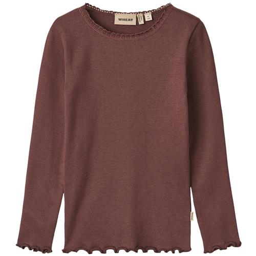 Wheat Reese Ribbet Langærmet T-shirt Eggplant 140 cm  Lilla  140 cm  kvinde