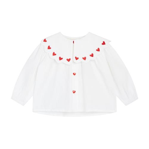 Flöss Ever Broderet Bluse Hvid 80 cm  Hvid  80 cm  kvinde