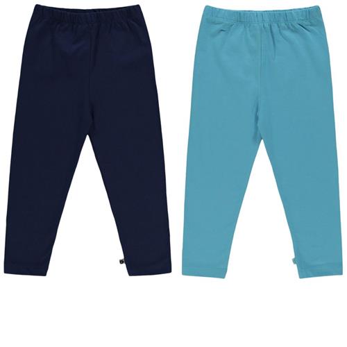 Småfolk 2-pak Leggings Medieval Blue 68 cm  Marineblå  68 cm  Unisex