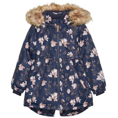 Minymo Blomstret Vinterjakke Parisian Night 98 cm  Marineblå  98 cm  kvinde