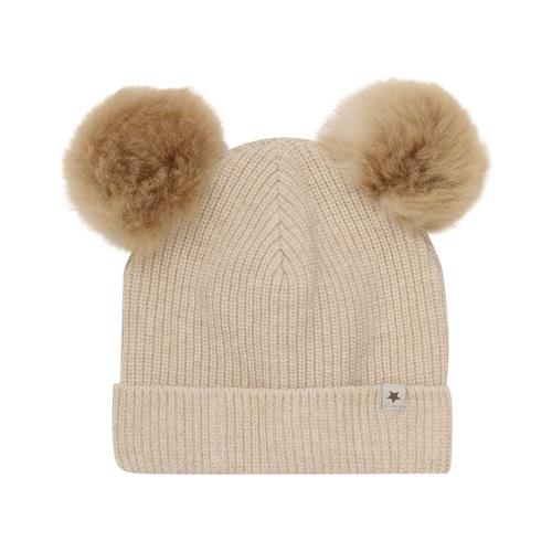 Huttelihut Hue Strikket m. Alpacapomponer Sand Melange 2-4 Y  Creme  2-4 år  Unisex