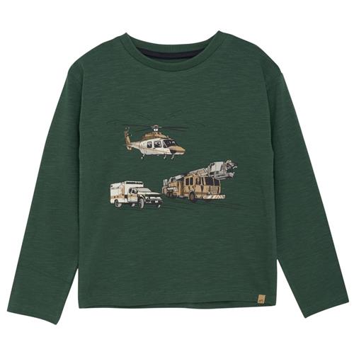 Minymo Redningskøretøjer Print Langærmet T-shirt Jungle Green 122 cm  Grøn  122 cm  mand