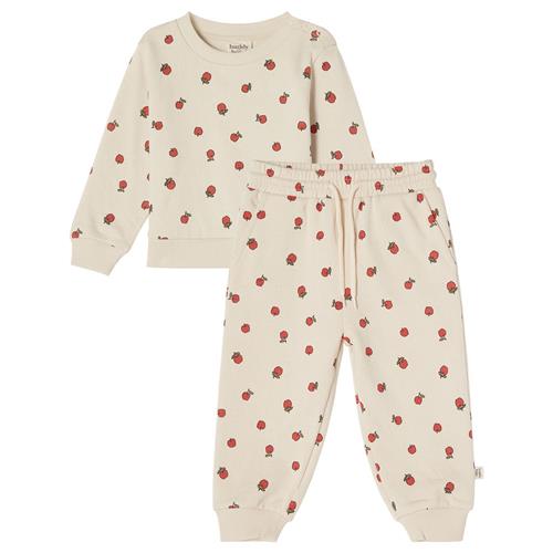 Buddy & Hope GOTS Martin Mønstret Joggesæt Med Æbler Cremefarvet 62/68 cm  Hvid  62/68 cm  Unisex