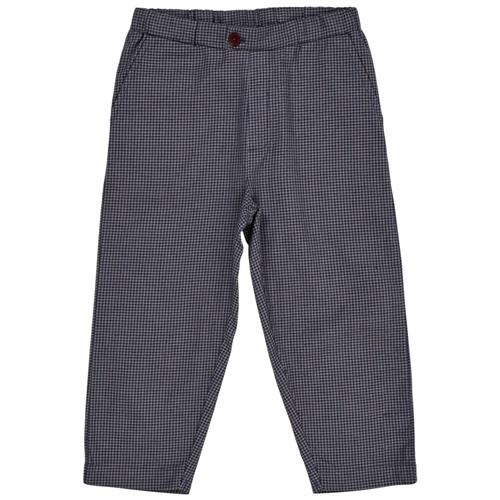 Copenhagen Colors Check Pant w. Fake Fly  Navy Check Combi 128 cm  Marineblå  128 cm  Unisex