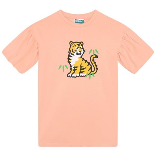 Kenzo T-shirt Kjole Med Tiger Print Nude 10 Y  Lyserød  10 år  kvinde