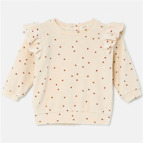 My Little Cozmo Polka Dot Velour Baby Trøje Stone 24 Months  Creme  24 måneder  kvinde