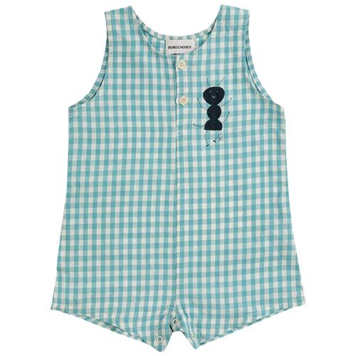 Bobo Choses Ant Gingham Romper Turkis 6 Months  Blå  6 måneder  Unisex