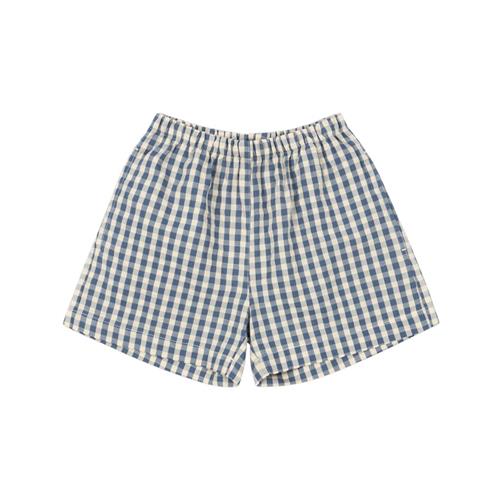 Konges Sløjd GOTS Kim Shorts Captains Blue Check 18 months  Blå  18 måneder  Unisex